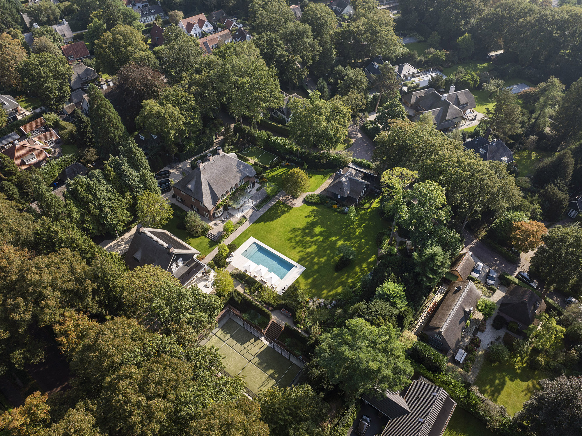Exclusieve tuin met zwembad in 't Gooi ontworpen door Meeuwis de Vries Tuinen